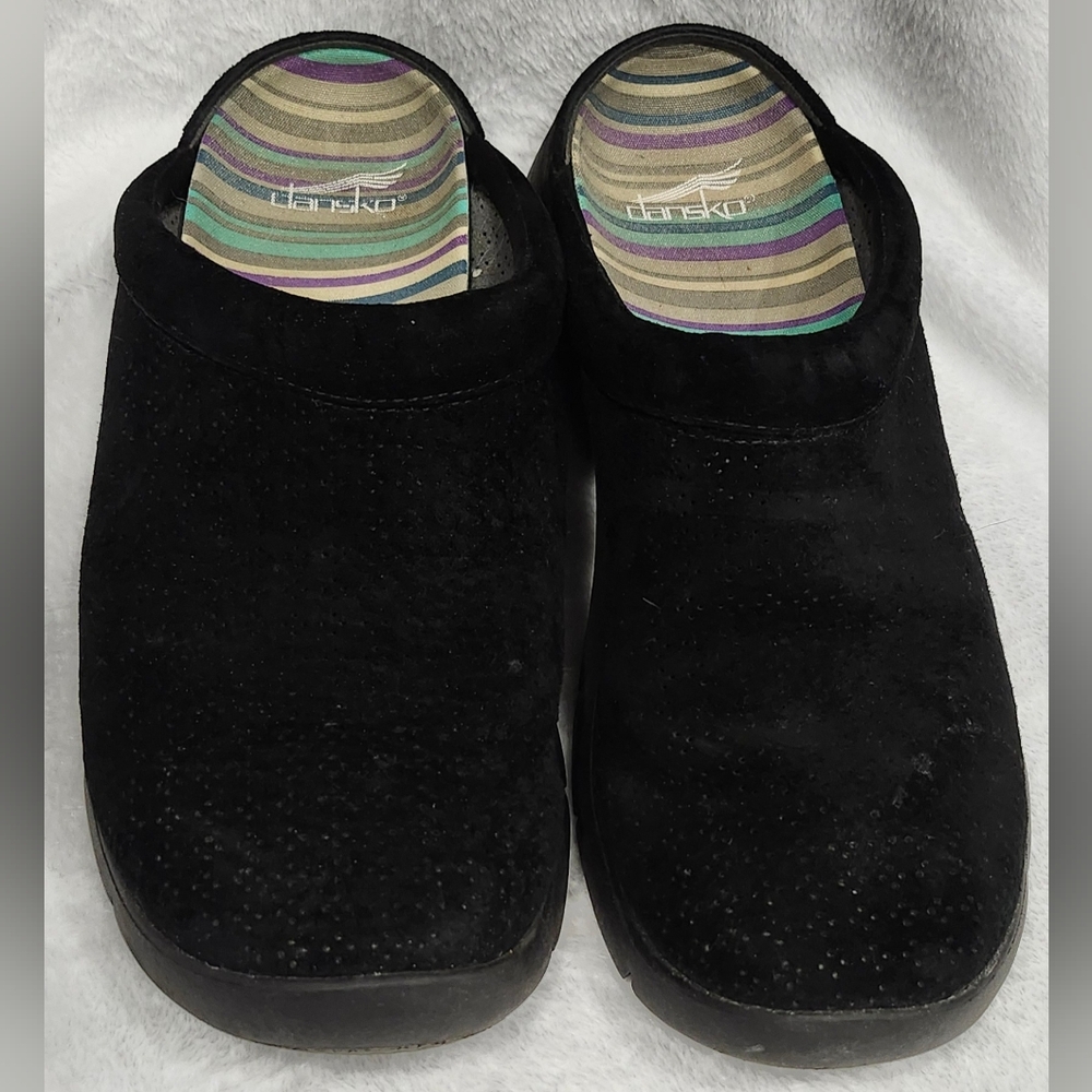 Dansko Elin Women's Black Breathable Suede Mules Clogs Shoes Size 41/10.5-…
